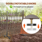 TECSPACE Aluminum Expandable Garden Fence, Portable Barricade Gate with Casters, Adjustable Retractable Fence Mobile Barricade Safety Barrier (Brown, 201×15×41 inch)