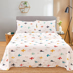 ست ملحفه کودکان یونیکورن صورتی JSD، سایز تویین، ۳ تکه، ملحفه‌های رختخواب میکروفایبر چاپ شده با طرح رنگین کمان برای دختران، جیب عمیق