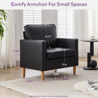 TYBOATLE 57" Small Black Faux Leather Sofa Couches, 3 Piece Living Room Set, Mid-Century Modern Tufted Comfy Loveseat, 2 Seater Office Couch Love Seat for Small Space Bedroom Drom Apartment