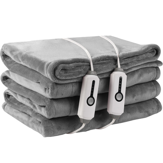 Electric Heated Blanket 72" x 84" Full Size Flannel Fabric with 4 Heating Levels & 10 Hours Auto Shut Off, Breathable Warm and Washable for Soft and Bed - Light Grey