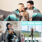 Preboun 4 Pcs Large Mexican Yoga Blanket Pack 45 x 70 Inch Thick Woven Camping Picnic Beach Car Travel Throw Blanket Outdoor Patio Mat Towel(Sky Blue, Light Green)