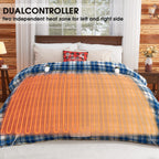 Elektrisch verwarmd deken, 50X60, verwarmingsdeken met 10 verwarmingsniveaus/8 uur automatische uitschakeling, marineblauw geruit Sherpa-dekenverwarmer voor volwassenen, wasbaar deken cadeau voor bank bed kantoor, ETL