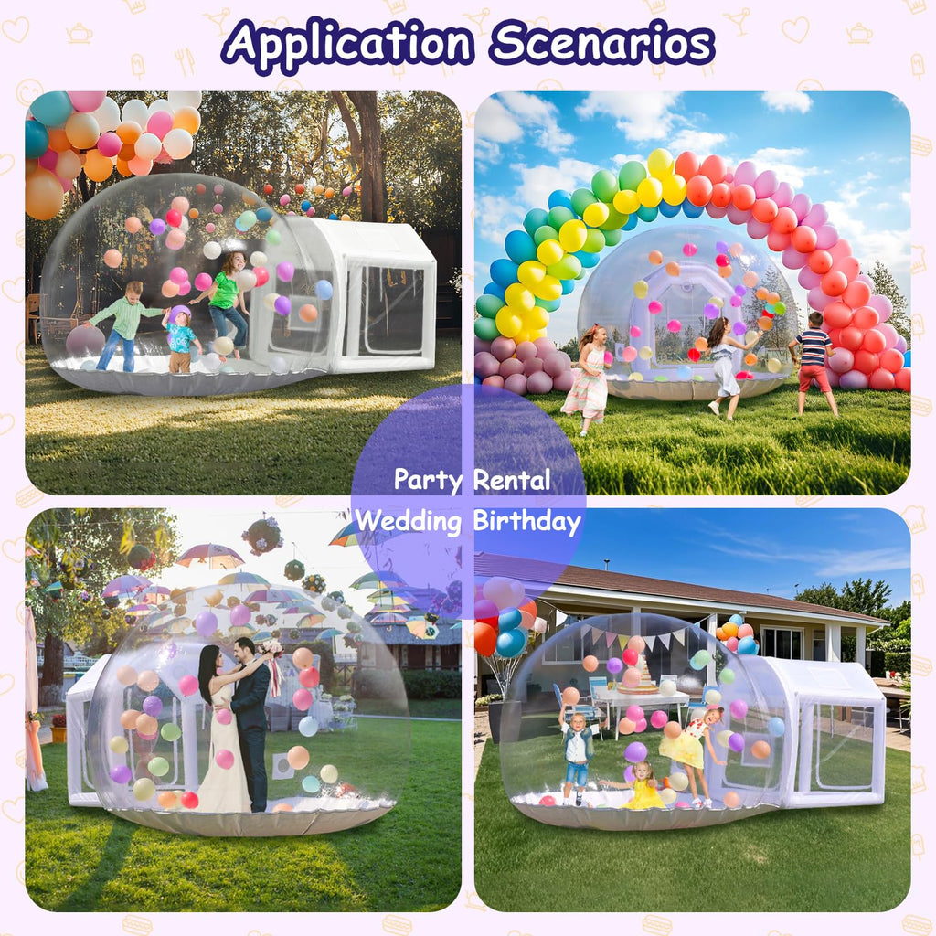 Iuoni 10FT Klarer PVC aufblasbarer Bubble House Kuppelzelt mit Tunnel - Bubble House Kuppel aufblasbar, ideal für lustige Veranstaltungen und Partys, langlebiges aufblasbares Bubble House, einfache Einrichtung