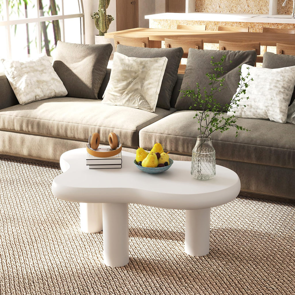 HollyHOME Cloud Coffee Table, Unique Design Accent Table for Living Room and Bedroom, Stylish and Functional Furniture Piece-Durable and Easy to Clean, Free Shape with 3 Legs, 33.9in, Dark Walnut