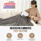 Coperta Elettrica Riscaldata Plaid con 5 Livelli di Riscaldamento e Spegnimento Automatico dopo 4 Ore, Plaid Riscaldato 50"x60" con Certificazione ETL e FCC per Casa e Ufficio, Lavabile in Lavatrice, Grigio Scuro