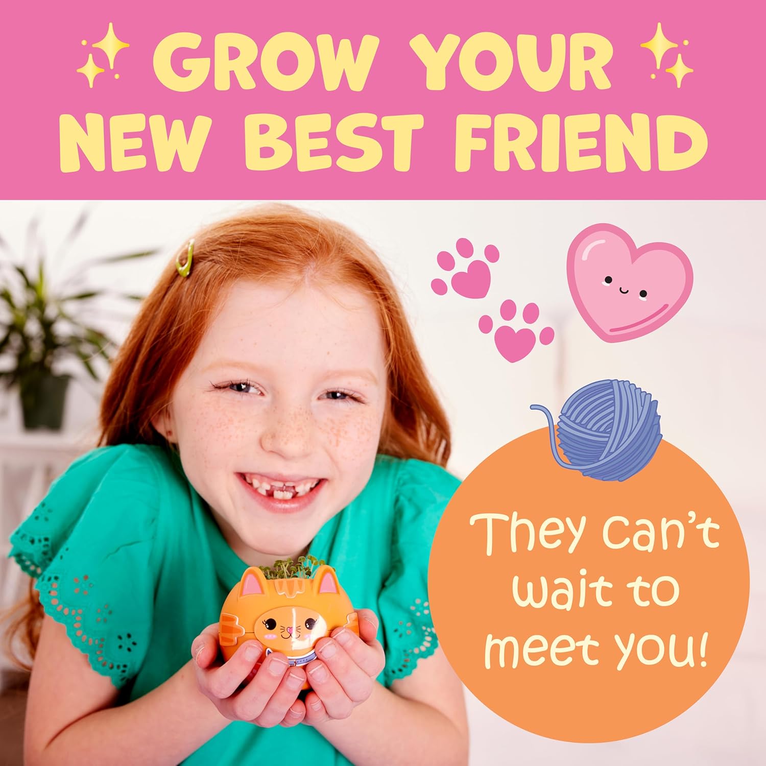 Creativity for Kids Plant-A-Pet: Kitty - Arts and Crafts for Kids, Mini Gifts for Girls and Easter Basket Stuffers for Kids, Chia Seed Plant Pet (Ages 6+)