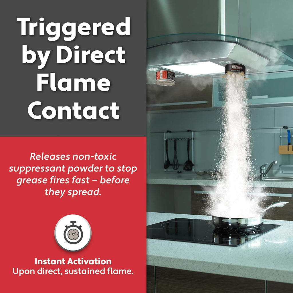 Rangehood® Fire Suppressor – Automatic StoveTop Fire Suppressor for Residential Kitchen Safety – Easy to Install, Direct Flame-Activated, Non-Toxic Fire Suppression System (1 Pair)