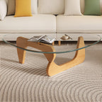 Modern Glass Coffee Table for Living Room, Small mid Century Coffee Table, Stylish Coffee Tables Suitable for Bedroom Living Room Reception Office Tables（Walnut/Transparent，Small）