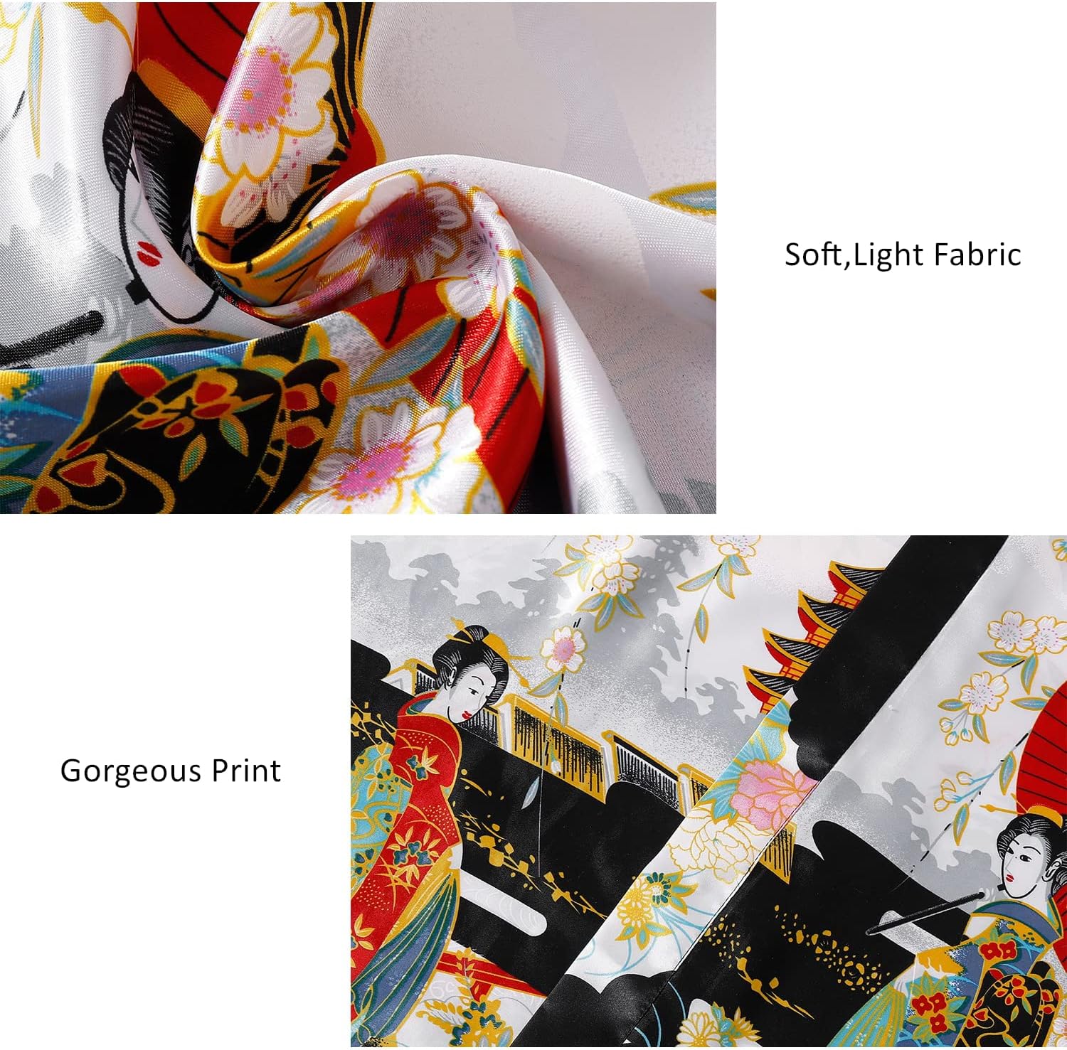 Women's Floral Long Satin Robes Plus Size Long Silk Robes Peacock Floral Kimonos Sleepwear Dressing Gown