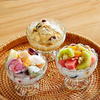 CHPINDAM Vintage Glass Dessert Bowls, Ice Cream cups, 5oz Dessert cups, for Sundae, Fruit, Ice Cream, Pudding, small snacks,Condiment (6)