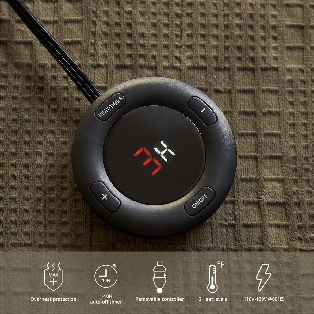 Verwarmd deken elektrisch deken plaid 50''X60'' - verwarmingsdeken met 6 warmtestanden - 2-10 uur automatische uitschakeling, ETL gecertificeerd, wasmachinebestendig (zwart)