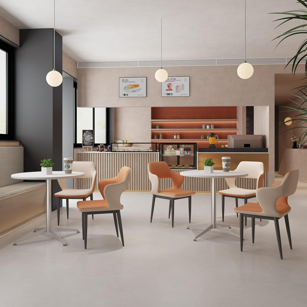 Round Office Table Conference Table Small Dining Table Coffee Meeting Table for Office Boardroom Kitchen Living Room Waterproof Desktop Easy Assembly 31.5 inch