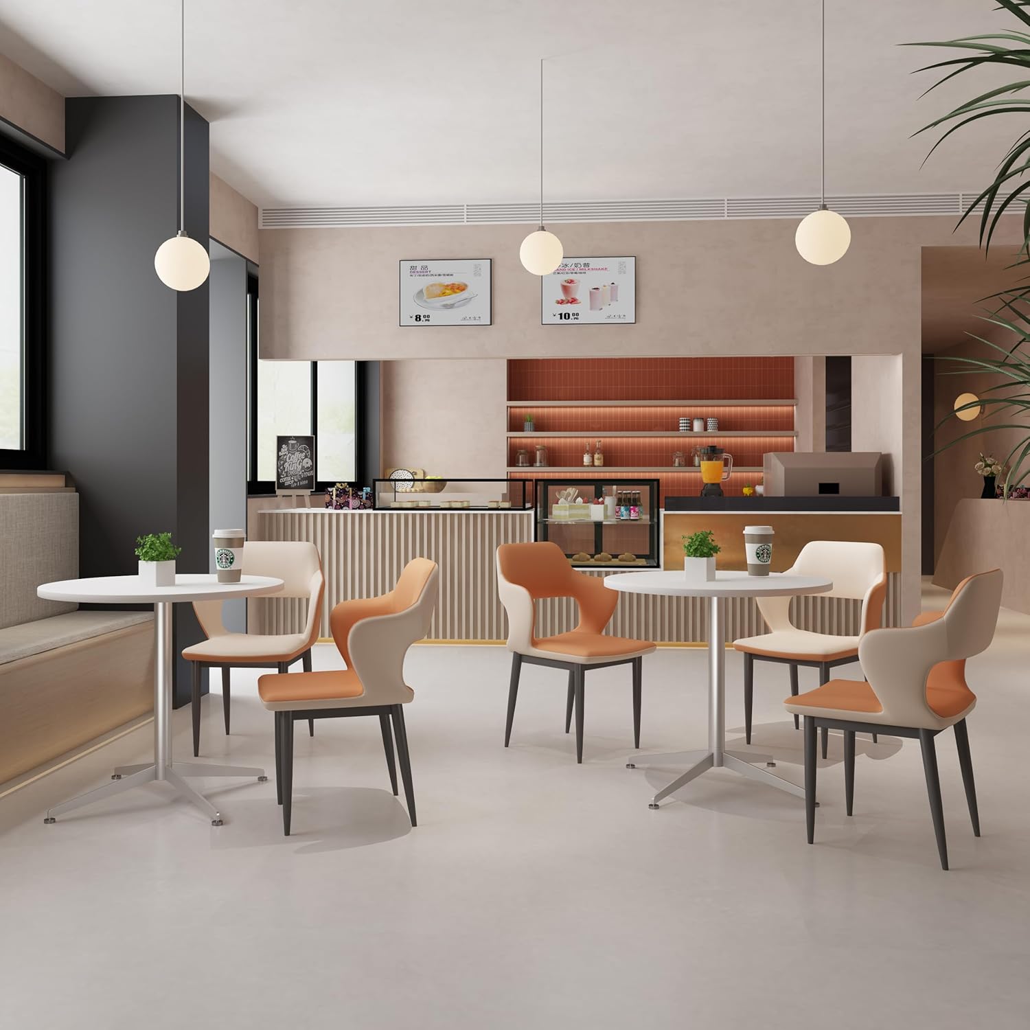 Round Office Table Conference Table Small Dining Table Coffee Meeting Table for Office Boardroom Kitchen Living Room Waterproof Desktop Easy Assembly 31.5 inch