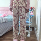Kawaii Pajamas Pants for Women Girls Cute Cat Anime Cartoon Print Fashion Sleep Pajama Pants Comfy Loungewear (L)