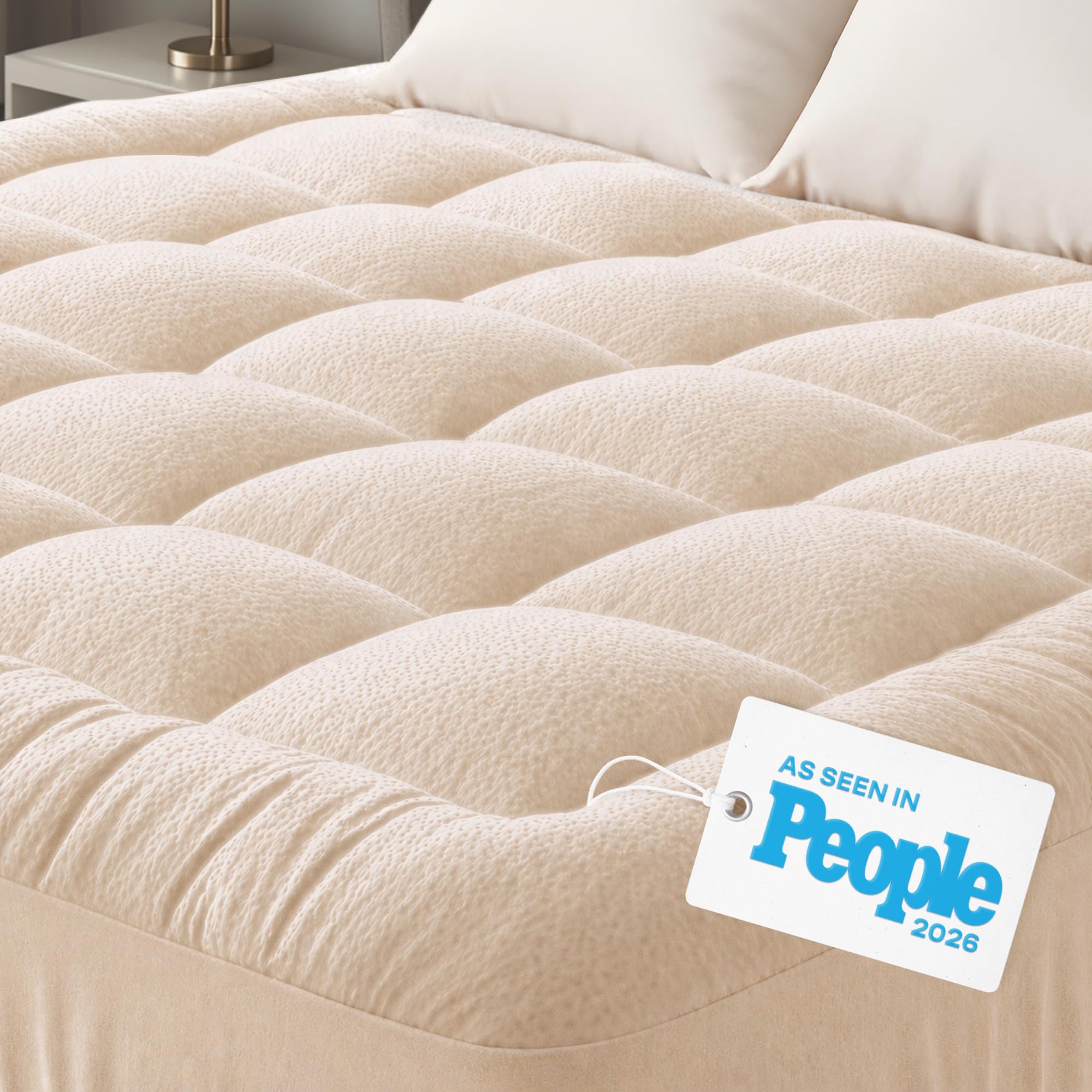 Niagara Sleep Solution Ultra Soft Queen Size Mattress Topper - Viscose Made from Bamboo Pillow Top Mattress Pad for Back Pain Relief - Naturally Cooling for Hot Sleepers, Green