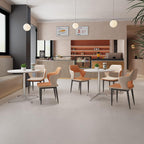 White Dining Table Round Small Office Table Conference Table Coffee Meeting Table w/Stainless Steel X-Shaped Pedestal for Office Boardroom Kitchen Living Room 31.5 inch