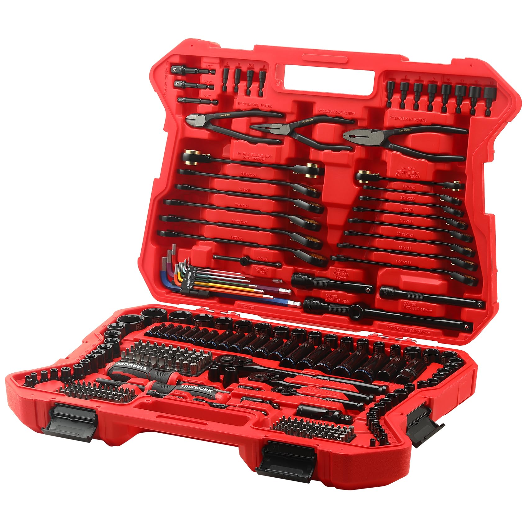 STARWORK TRUE MECHANIC 312-Piece Mechanics Tool Set and Socket Set, Professional, SAE/Metric