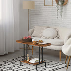 Rustic Coffee Table 2-Tier Wood Tea Table Coffee Tables for Living Room Industrial Rectangle Coffee Table for Large or Small Spaces Center Table with Storage Shelf, Brown