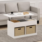 Furinno Jensen Living Room Lift Top Coffee Table with Hidden Compartment, Solid White