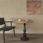 Drink Table, Pedestal Martini Table Modern Round Round End Side Pedestal with Weighted Base for Small Spaces Drinking Coffee, Sofa, Living Room, Bedroom and Office