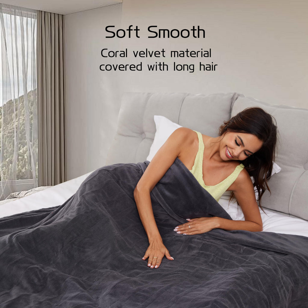 Coperta Elettrica Riscaldata 72"x84" Taglia Completa, Morbido Pile di Corallo con 4 Livelli di Riscaldamento e Spegnimento Automatico dopo 10 Ore, Lavabile in Lavatrice, Tessuto Morbido e Accogliente per la Casa, Grigio Scuro