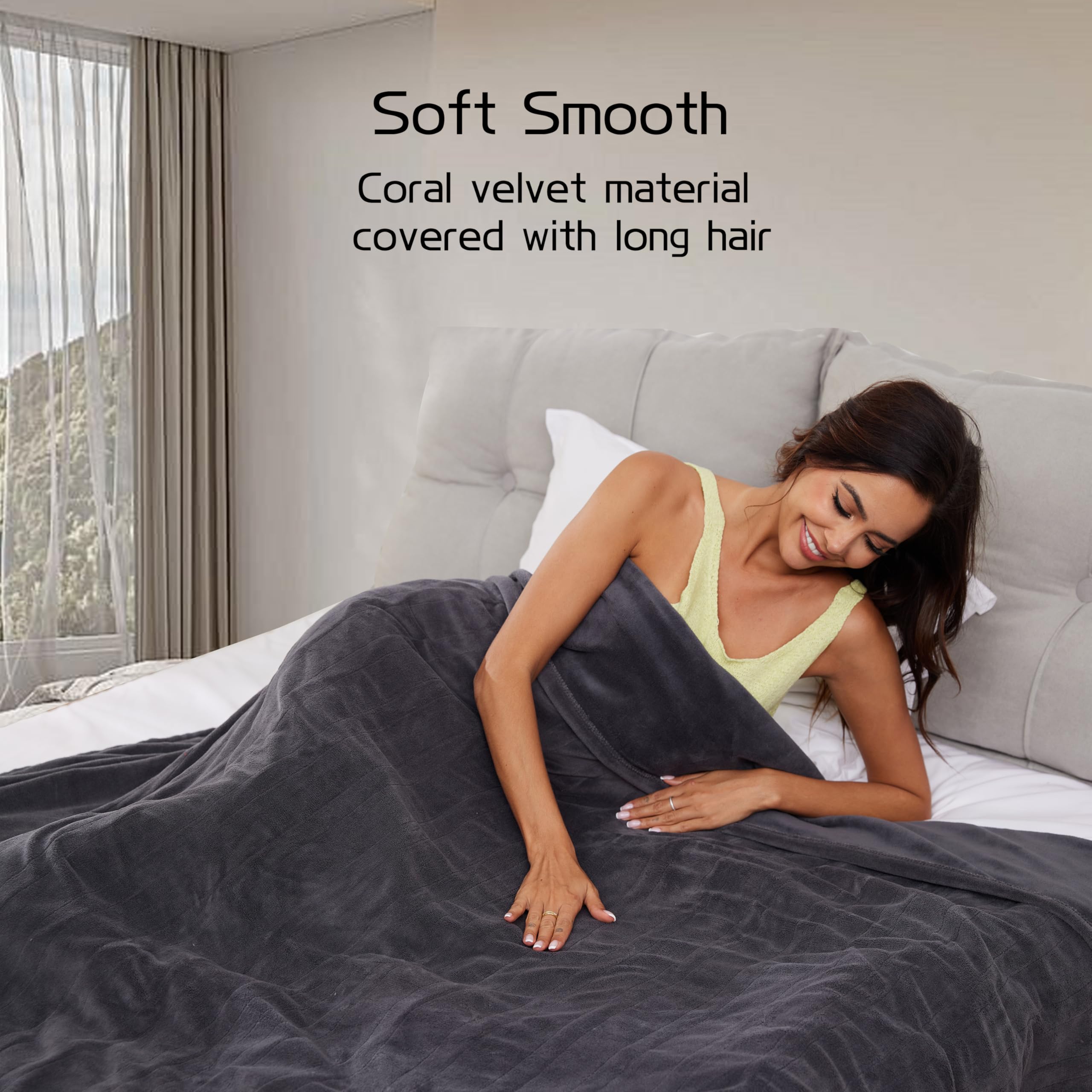 Coperta Elettrica Riscaldata 72"x84" Taglia Completa, Morbido Pile di Corallo con 4 Livelli di Riscaldamento e Spegnimento Automatico dopo 10 Ore, Lavabile in Lavatrice, Tessuto Morbido e Accogliente per la Casa, Grigio Scuro