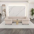 AVZEAR 3 Pieces Sectional U-Shaped Sofa, Leather Modular Sectional Couches Chesterfield Sofa Set, Modern Living Room Furniture Sets Upholstered Couch Set for Living Room, Office and Apartment, Black