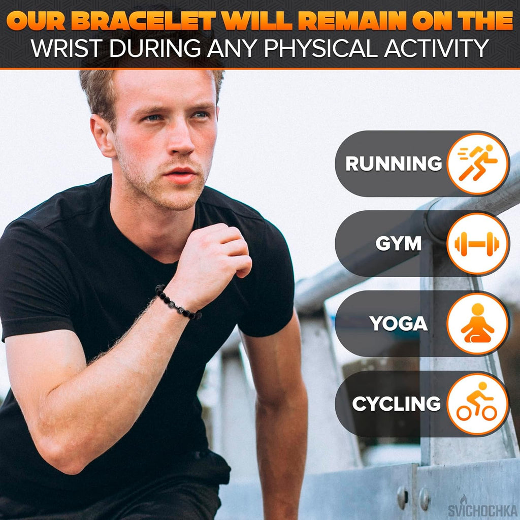 Lava Rock Bracelet - Stylish Matching Beaded Bracelets for Men & Women with Trendy Dumbbells, Comfortable Elastic Rope - Soothing Diffuser Bead Bracelet Men & Women