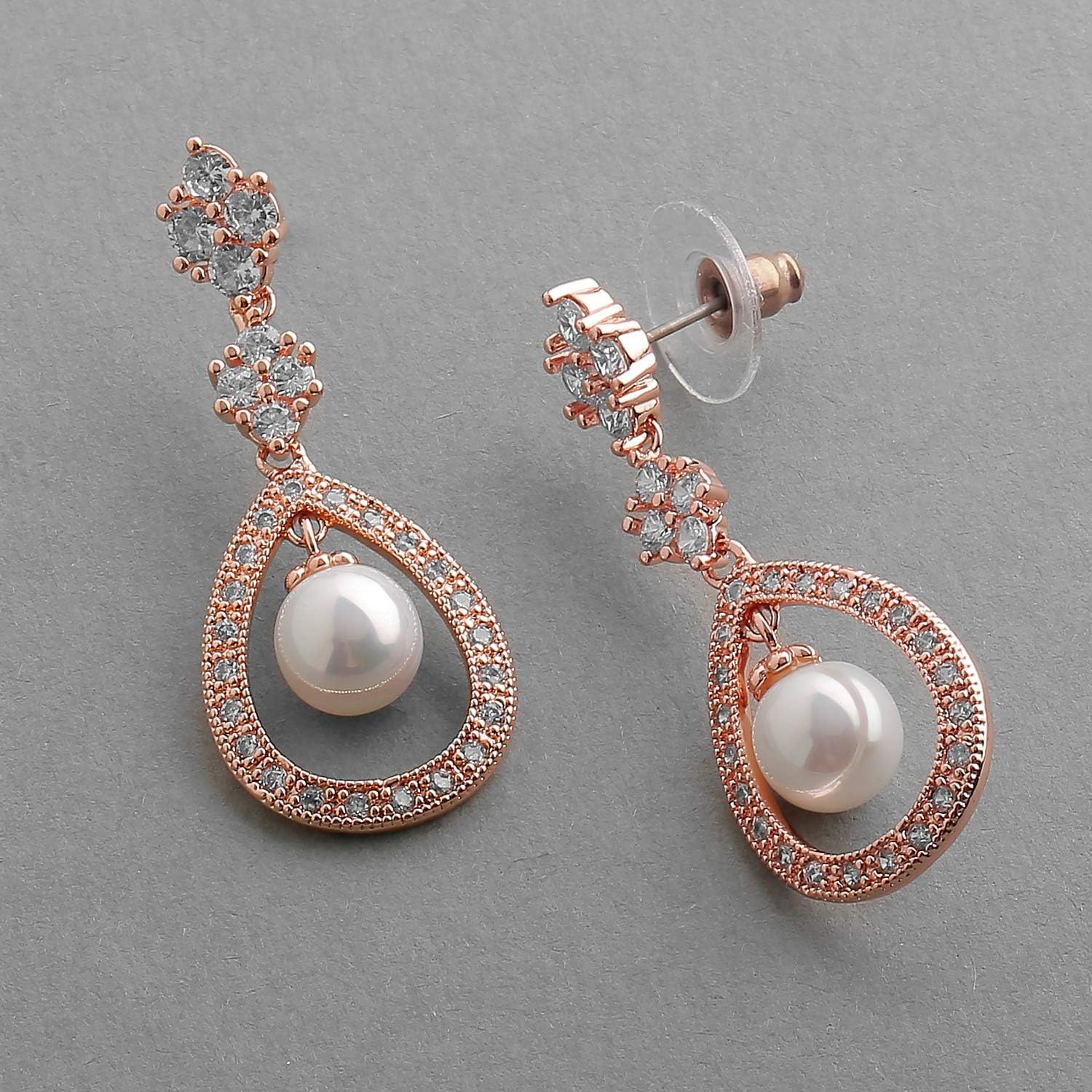 Mariell Pearl Bridal Wedding Earrings for Bride, Pearl Jewelry for Bridesmaid, Prom, Mother of the Bride