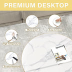 HLR Round Coffee Table with White Faux Marble Top