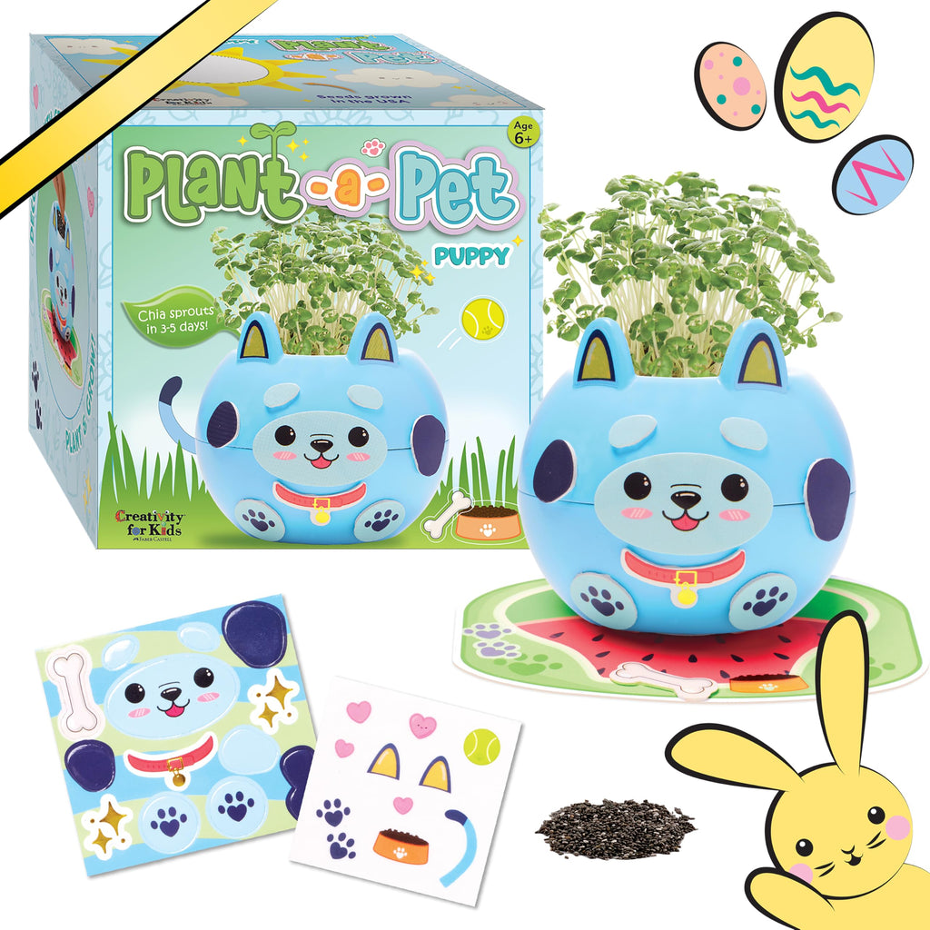 Creativity for Kids Plant-A-Pet: Kitty - Arts and Crafts for Kids, Mini Gifts for Girls and Easter Basket Stuffers for Kids, Chia Seed Plant Pet (Ages 6+)