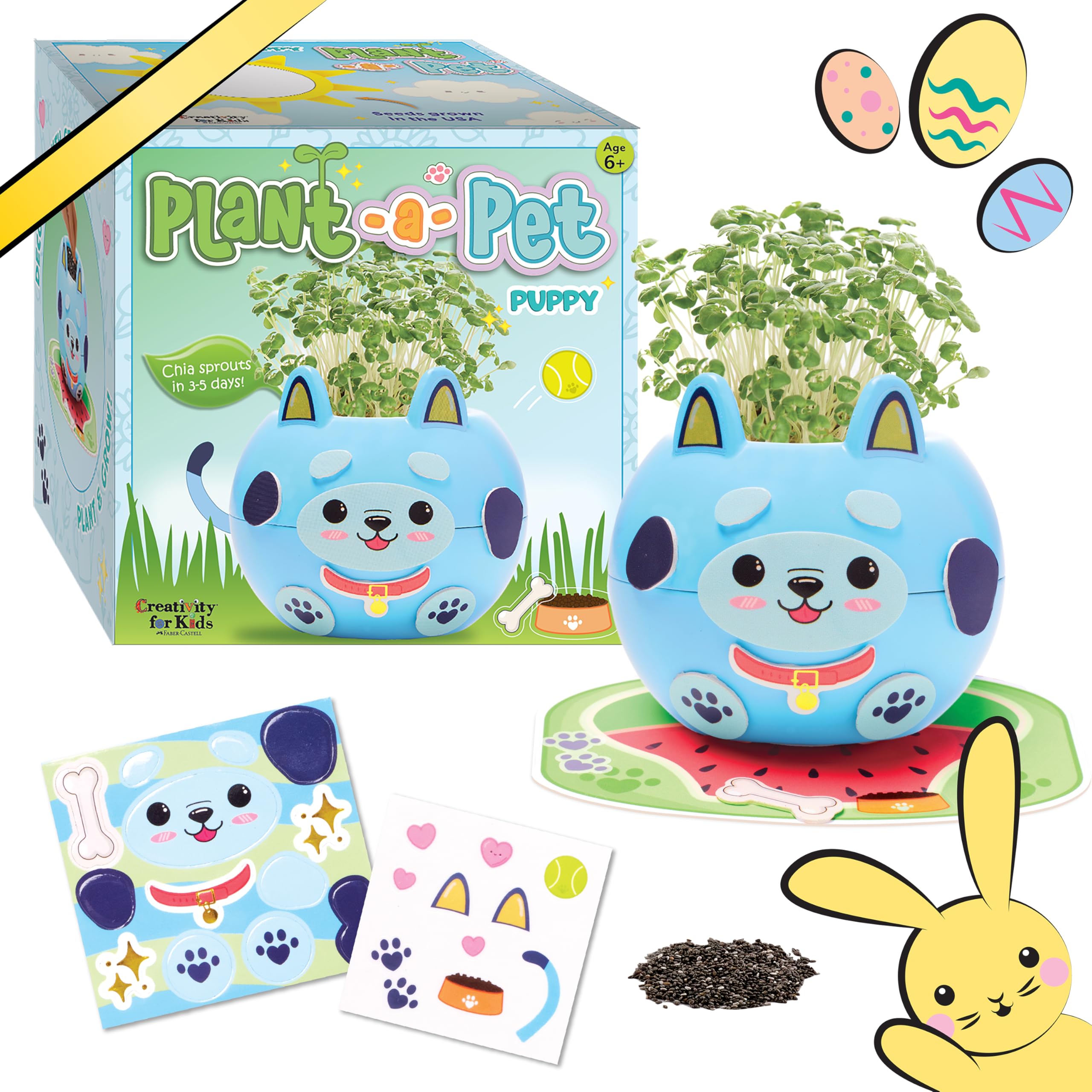 Creativity for Kids Plant-A-Pet: Kitty - Arts and Crafts for Kids, Mini Gifts for Girls and Easter Basket Stuffers for Kids, Chia Seed Plant Pet (Ages 6+)