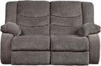 Signature Design by Ashley Tulen Modern Manual Pull Tab Reclining Loveseat, Dark Gray
