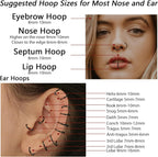 LOYALLOOK 18/24Pcs Hypoallergenic Nose Rings Hoops 316L Surgical Stainless Steel Lightweight Small Piercing Jewelry for Women Men Cartilage Tragus Helix