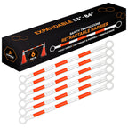 Retractable Barrier for Safety Traffic Cones - 2" OD - Large Yellow and Black Bar Barricade - for Road Construction, Parking, Warning, Temporary Security Divider (40, Orange & White, 72" x 120")