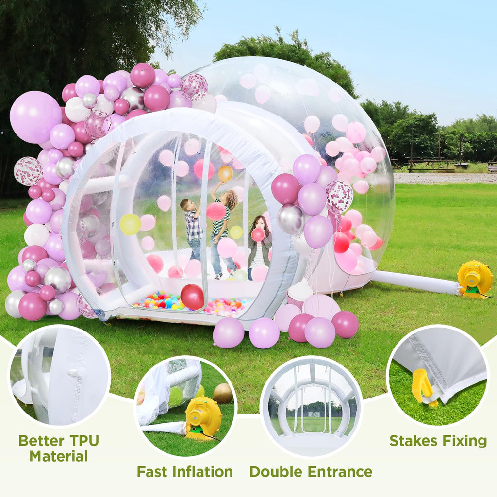 FINCOME Inflatable Bubble House 10FT for Kids Adults, Large TPU Balloon House with Double Air Blowers 100 Balloons, Bubble Balloon House for Party Wedding Birthday Holiday Outdoor Commercial Event