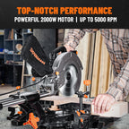 DOVAMAN Updated 10-Inch Sliding Miter Saw, Multi-Material Cutting w/ 3 x TCT Blades, Ambidextrous Operation, 5000/3200RPM Speed, Laser Guide, 0-45° Bevel Cut, Max Cut 3.5x13.4in, 9 Positive Stops