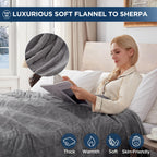 Manta eléctrica Westinghouse tamaño Queen, franela súper suave y acogedora 84" x 90" manta calefactable con 10 niveles de calentamiento rápido y apagado automático de 1-12 horas, lavable a máquina, certificación ETL y FCC, beige