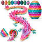 TBOLINE 3D Printed Easter Dragon Egg - Perfect Basket Essentials Stuffers, 4 Pack Prefilled Easter Eggs Filled with Toys, Small Articulated Crystal Animals Fidget Toy for Kid (4PCS1)