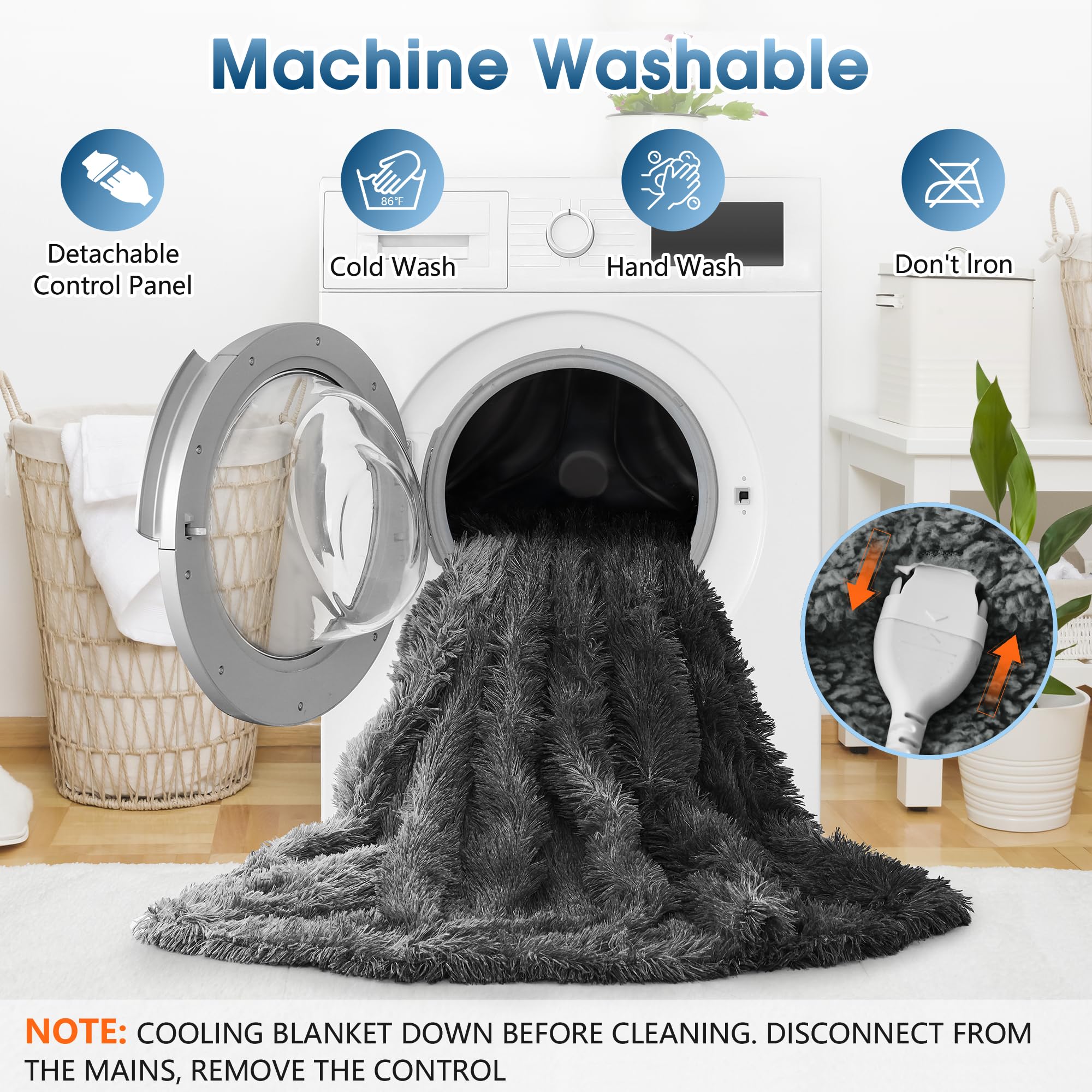 Elektrische Heizdecke mit Kunstpelz, Größe mit flauschigem Sherpa-Rücken, wärmende Plüschdecke Geschenk, weiche Heizdecken mit 10 Wärmeeinstellungen, 5 Zeiteinstellungen, ETL 50"x60", Anthrazitgrau