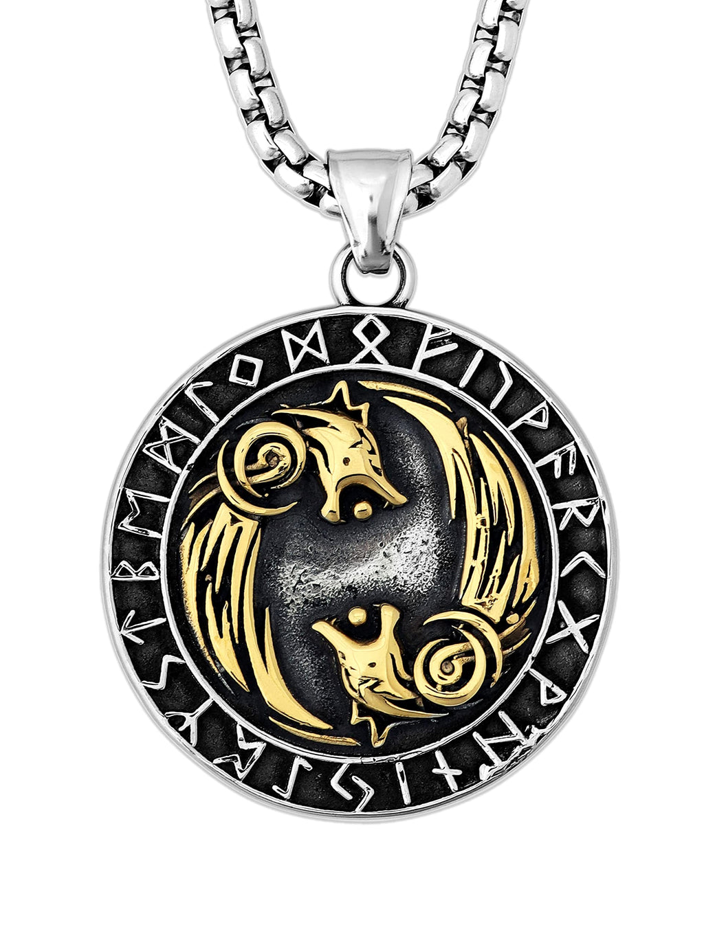 HAQUIL Viking Necklace, Skoll Hati Wolf Pendant, Viking Jewelry Gift for Men and Women