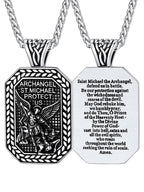 FaithHeart Saint Michael Necklace, Stainless Steel/18K Gold Plated St Michael the Archangel Pendant Amulet for Men Women with Gift Packaging