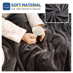 SEALY Electric Blanket Throw, Flannel Heated Blanket with 6 Heat Settings & 2-10 Hours Auto Shut Off, Fast Heating & Machine Washable for Home Office Use, 50x60 Inch, Light Grey