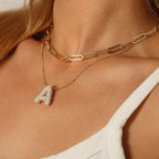 Ascona Bubble Letter Halskette Gold, Ballon Anfangsbuchstabe A Schicht Layered Halsketten Strass Buchstaben Anhänger Kette Gestapelte Halsketten für Frauen Schmuck Geschenk