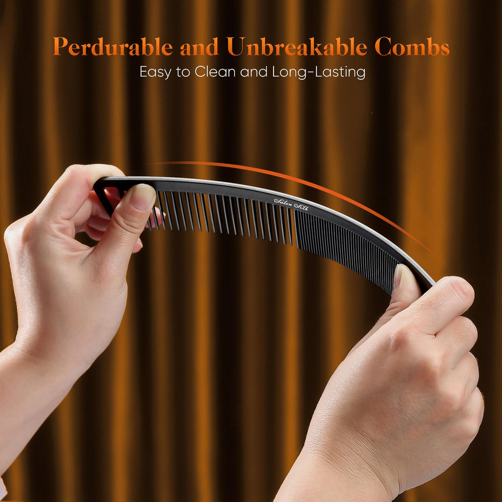 مجموعه ۴ عددی شانه حرفه‌ای SALONSILK، شانه‌های دندانه‌دار پهن، دندانه‌دار باریک و دم موش، مناسب برای بافت، کوتاهی، آرایشگری، حالت‌دهی و تقسیم موهای فر برای مردان و زنان
