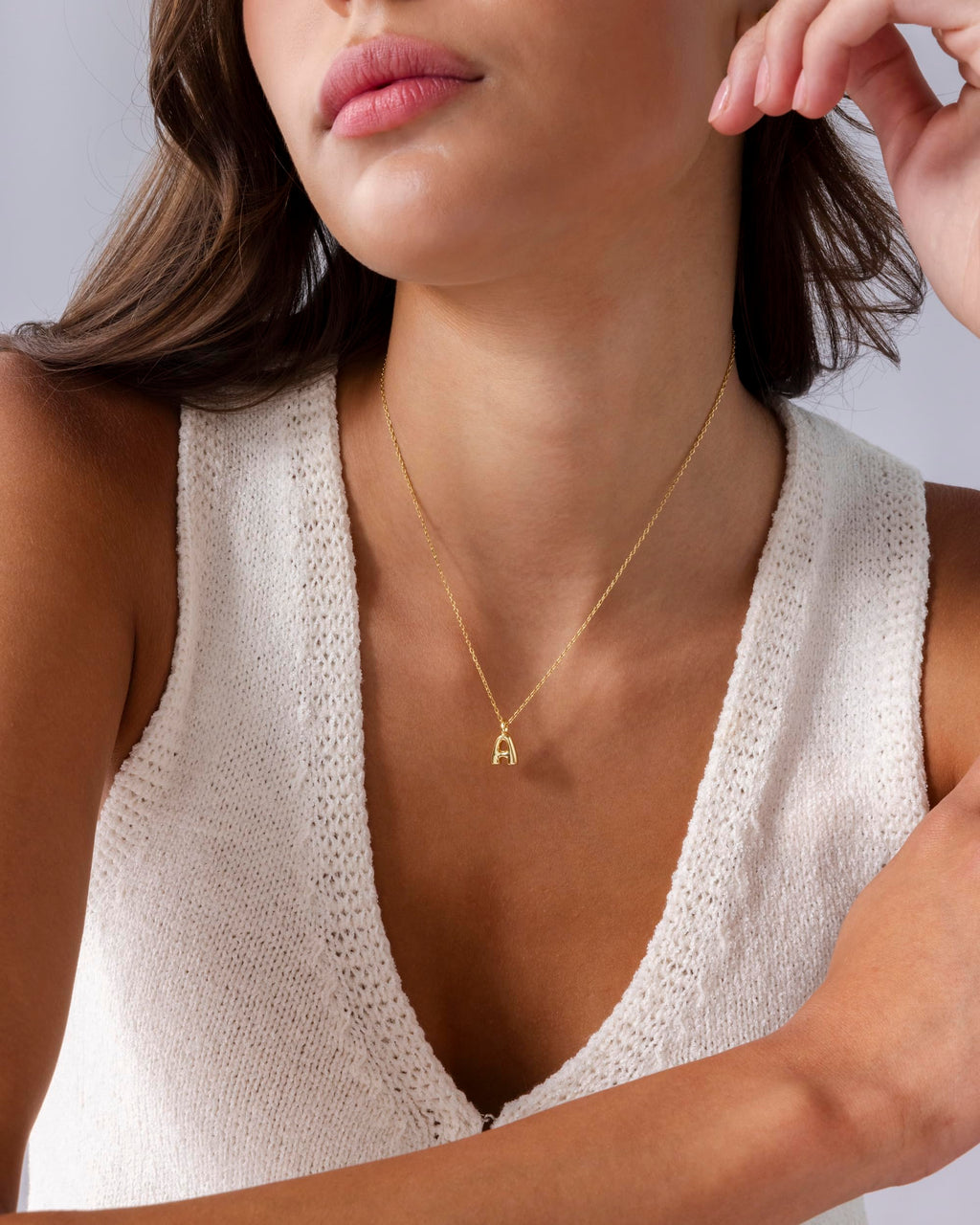 PAVOI 14K Gelbgold plattierte zierliche klobige Blasen-Initialbuchstaben-Anhänger-Halskette für Frauen - Alphabet Buchstabe S Halskette