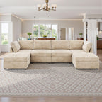 Modular Sectional Sofa,5 Pieces Sectional Couches for Living Room,L Shaped Cloud Couch Chaise Set, Black