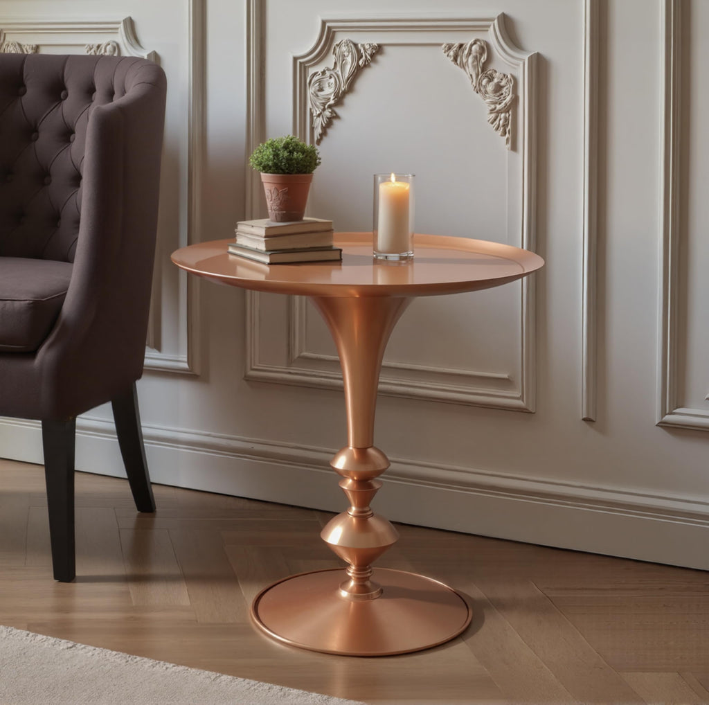 Drink Table, Pedestal Martini Table Modern Round Round End Side Pedestal with Weighted Base for Small Spaces Drinking Coffee, Sofa, Living Room, Bedroom and Office