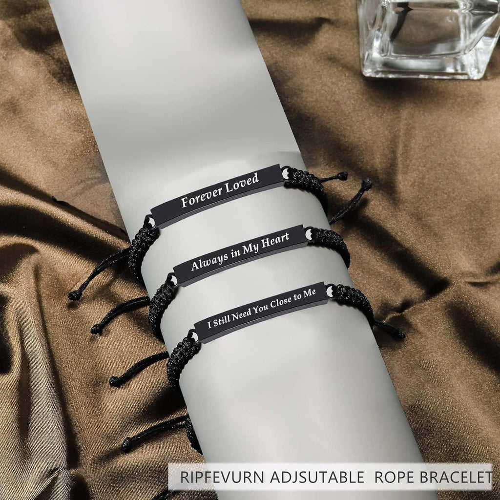 RIPFEVURN 3 Pack Cremation Jewelry Urn Bracelet for Ashes for Women Men Adjustable Memorial Keepsake Bangle Rope Braided Bracelet