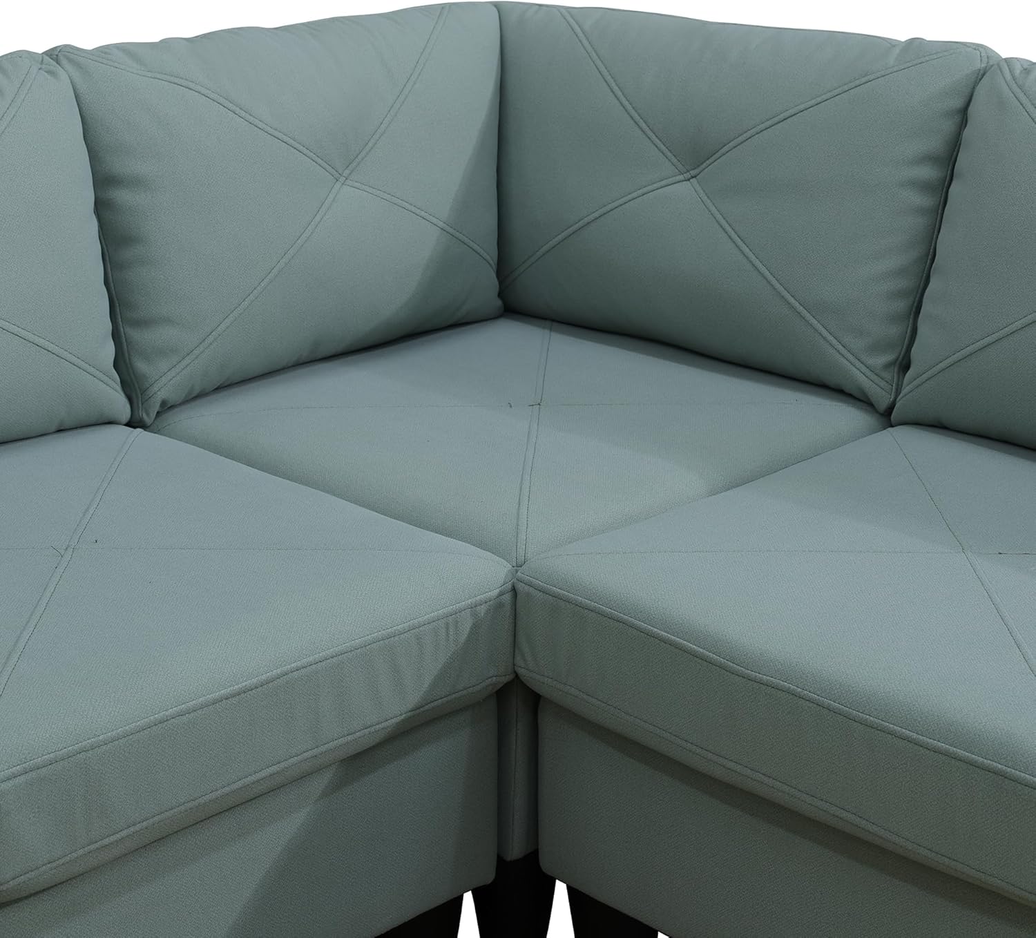 Ball & Cast Calico 4-Piece Couch Living Room Couch Set with Sofa and Loveseat,Modular L Shaped Sectional Couches w/Free Combination and Wood Frame,Furniture for Apartment,Studio,Office,Pale Green